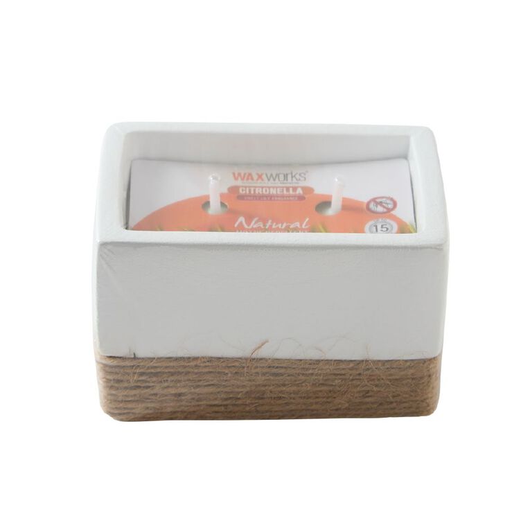Waxworks Citronella Rectangle Cement Candle With Rope Assorted, , hi-res
