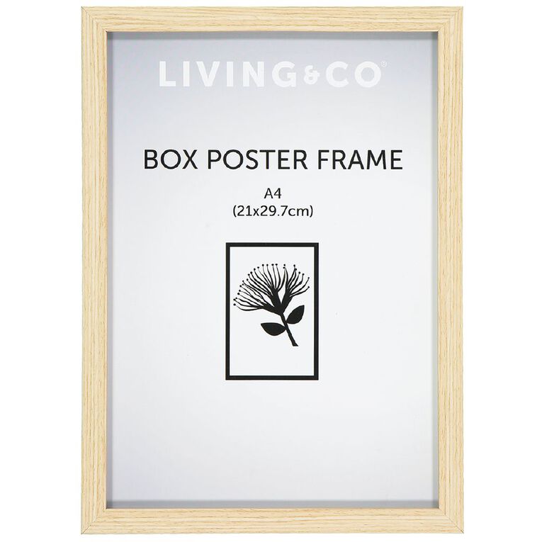 Living & Co Frame Box Poster Oak Wood Brown Mid A4, Brown Mid, hi-res