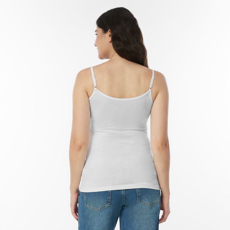 H&H Women's Essential Stretch Shelf Bra Cami, White, hi-res