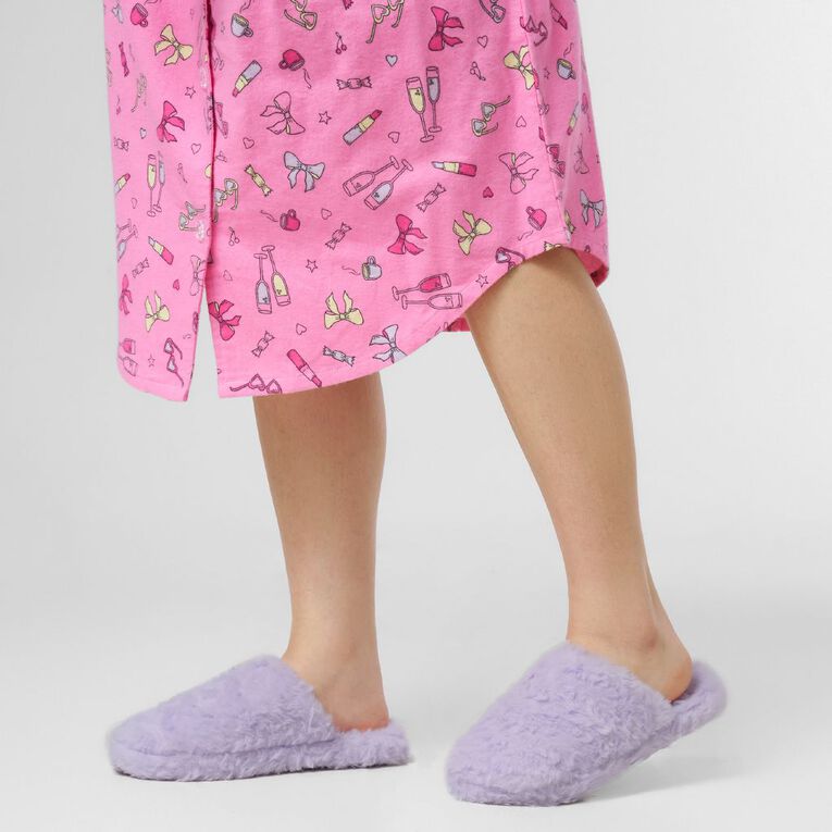 H&H Women's Fluffy Scuff Slippers, Purple Light, hi-res