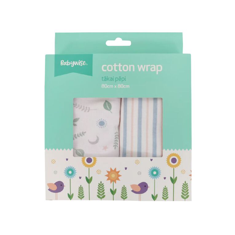 Babywise Cotton Wrap Leaf 80cm x 80cm 2 Pack, , hi-res