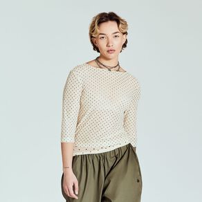 BRDRLESS Mila Mesh 3/4 Sleeve Top