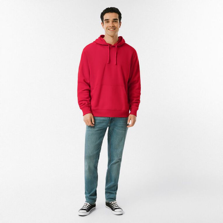 H&H Men's Plain Hoodie Sweatshirt, Red Mid, hi-res