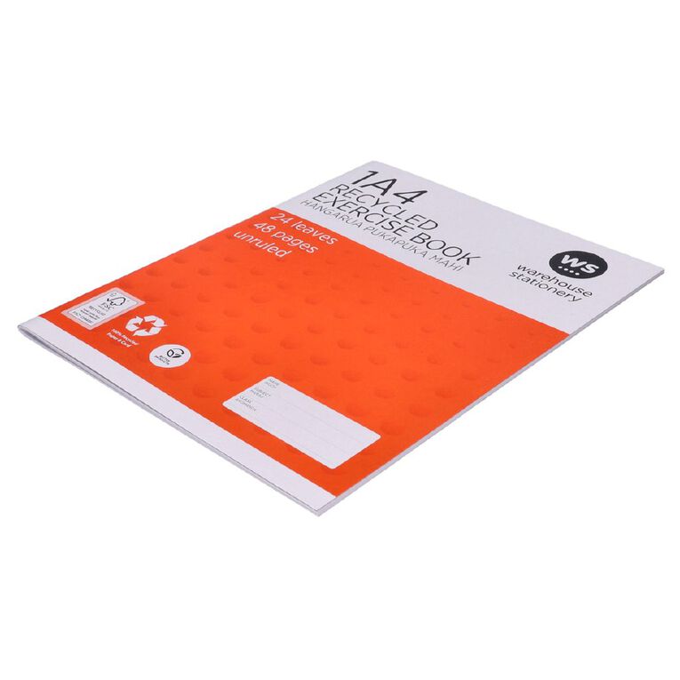 WS Exercise Book 1A4 Unruled 24 Leaf Orange, , hi-res