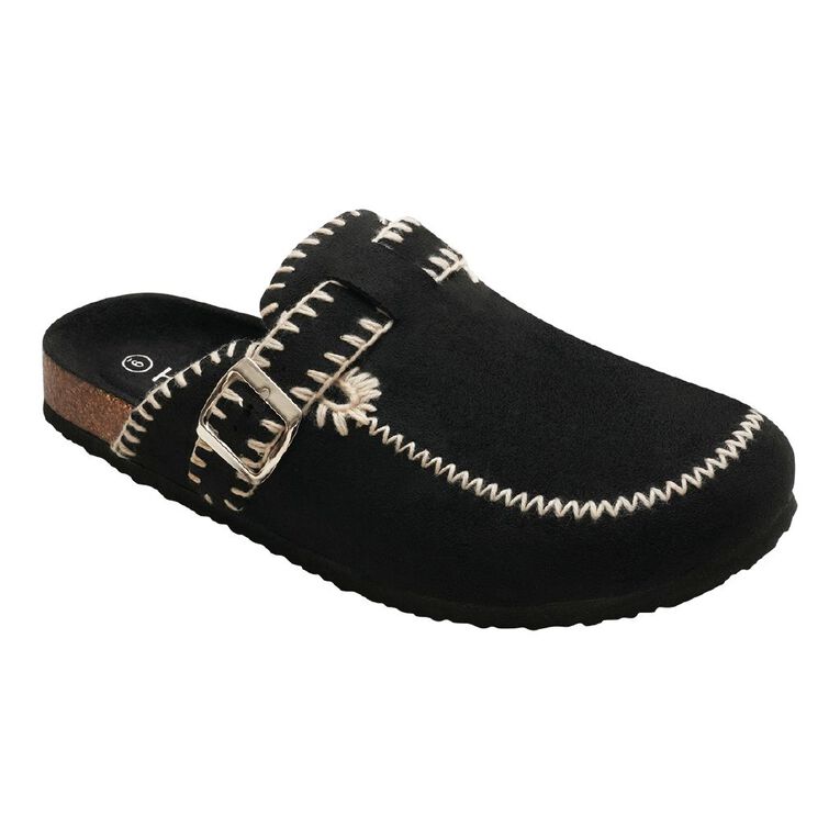 H&H Women's Cassidy Stitch Slip On Clog, Black, hi-res