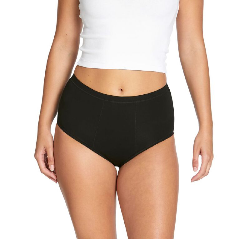 Love Luna Period Full Briefs, Black, hi-res