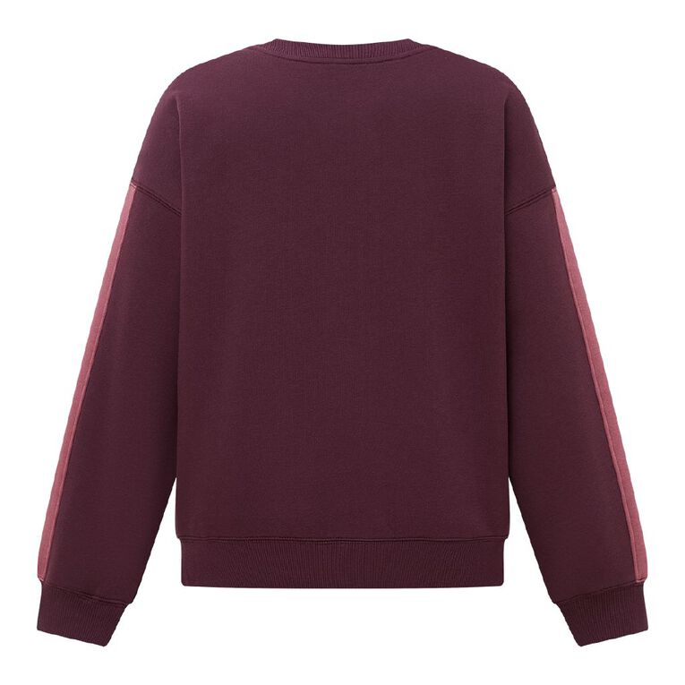 H&H Women's Wide Stripe Crew, Red Dark, hi-res
