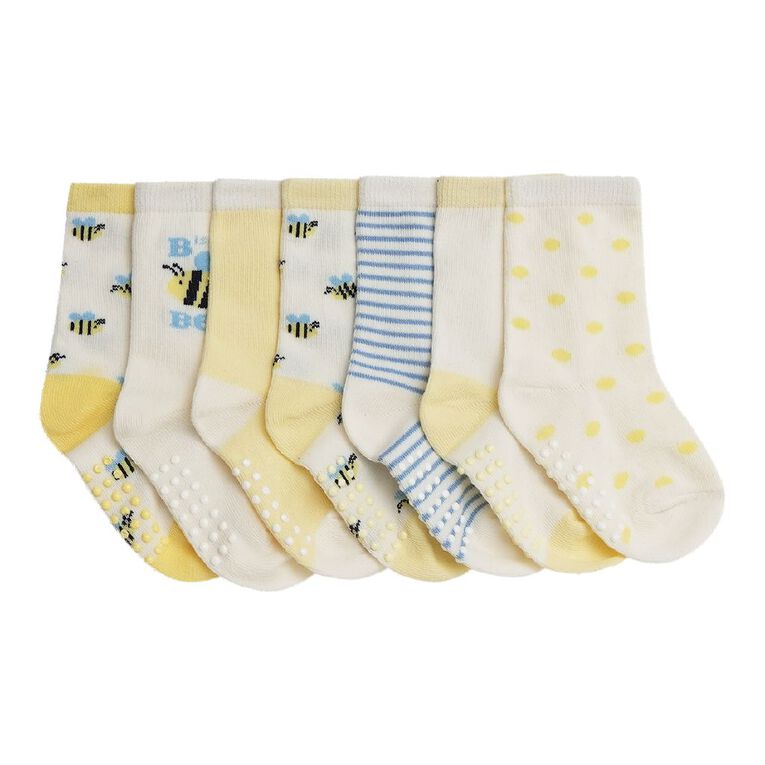 H&H Infants' Jacquard Crew 7 Pack, Yellow Mid, hi-res