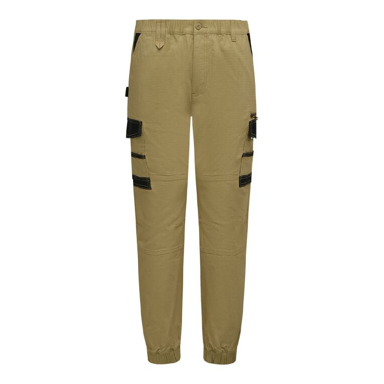 Rivet Men's Cuffed Flex Cargo Pants, Khaki, hi-res