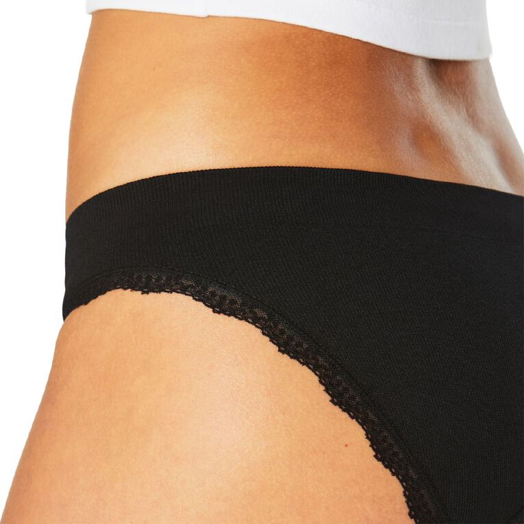 Love Luna Women's Period Rib Bikini Briefs, Black, hi-res
