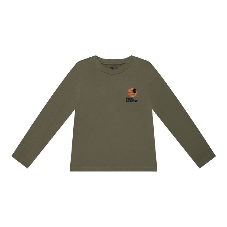 Young Original Long Sleeve Print Tee, Green Mid, hi-res