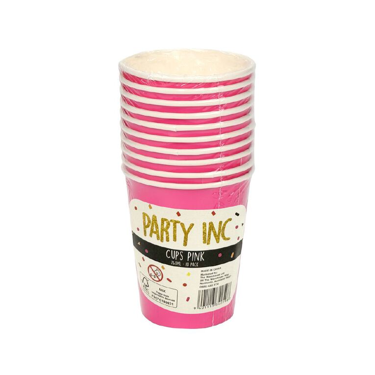 Party Inc Cups 260ml Pink 10 Pack, , hi-res
