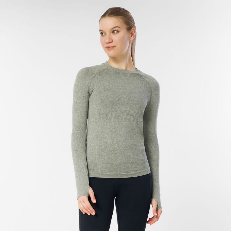 Active Intent Women's Long Sleeve Seamless Top, Grey Mid, hi-res