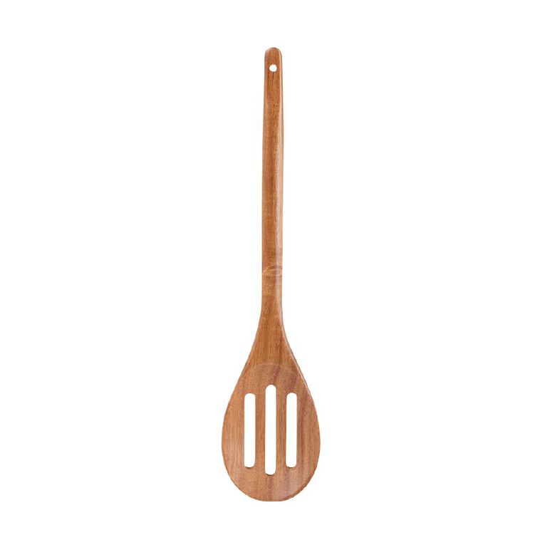 Living & Co Wooden Slotted Spoon Natural, , hi-res
