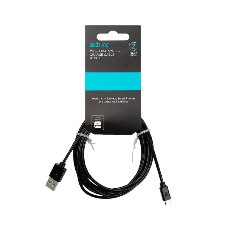 Tech.Inc Micro USB Cable 2m Black, , hi-res