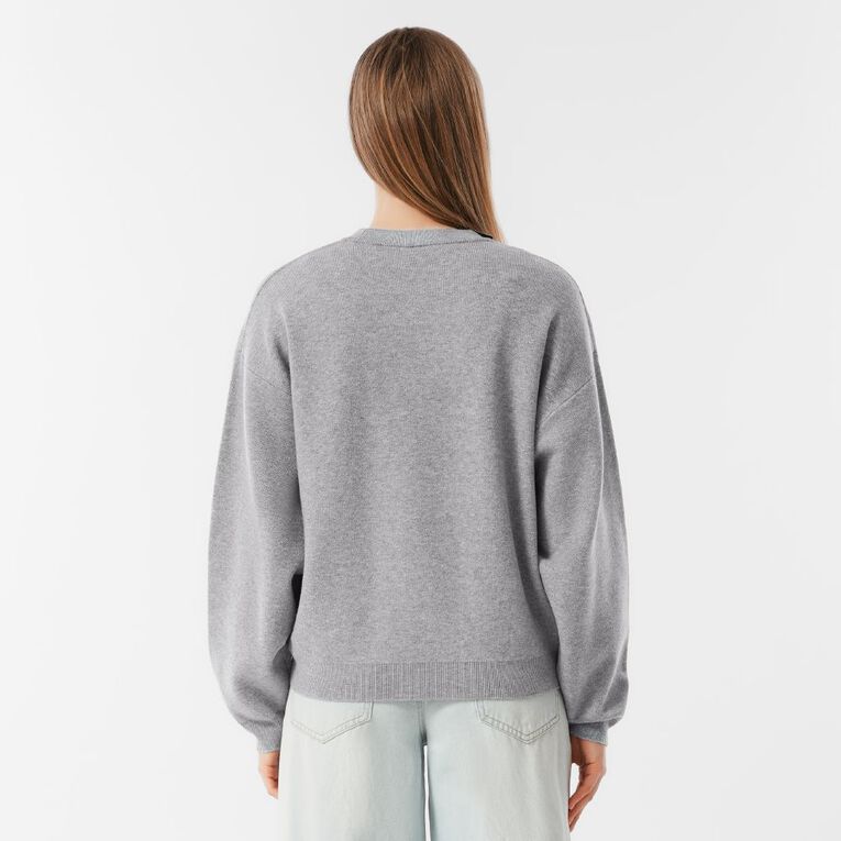 H&H Women's Relaxed Crew Neck Jumper, Grey Marle, hi-res
