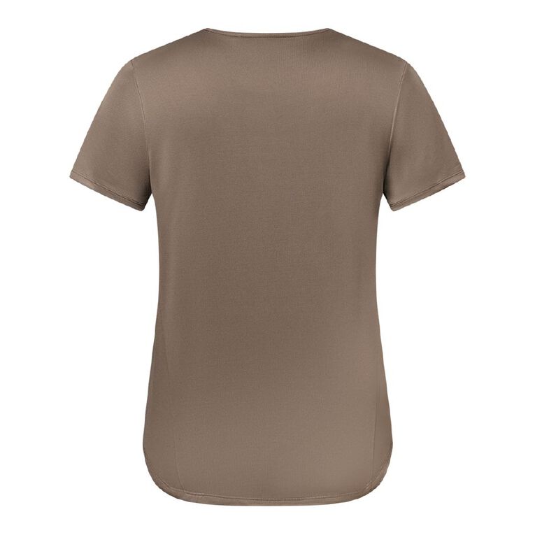 Active Intent Women's Side Angled T-Shirt, Brown Mid, hi-res
