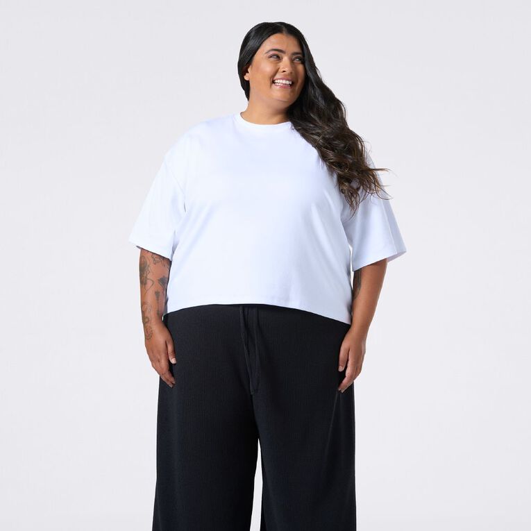 H&H Curve Women's Short Sleeve Basic Tee, White, hi-res