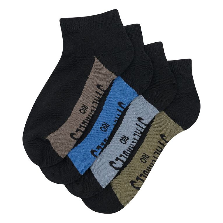 Rio Men's Low Crew Stretchable Socks 4 Pack, Black, hi-res