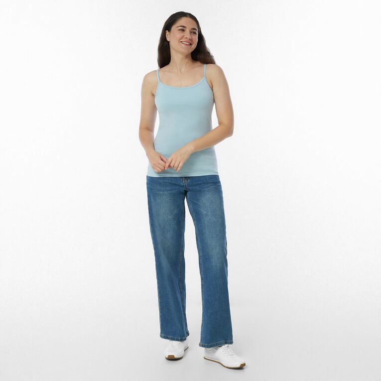 H&H Women's Stretch Cotton Shelf Cami, Blue Light, hi-res