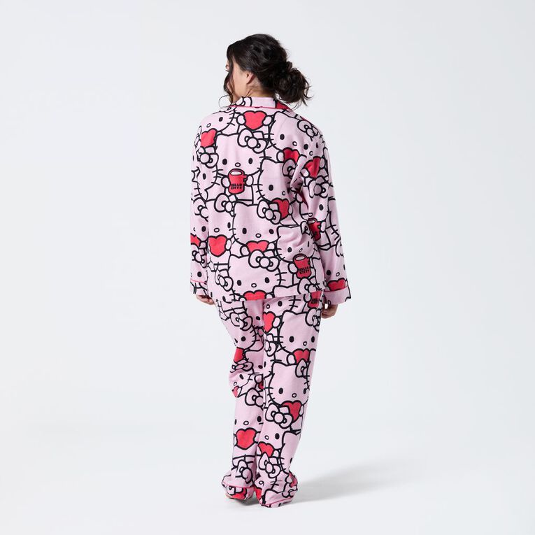 Hello Kitty Women's Flannelette Button Up Pyjama Set, Pink Light, hi-res