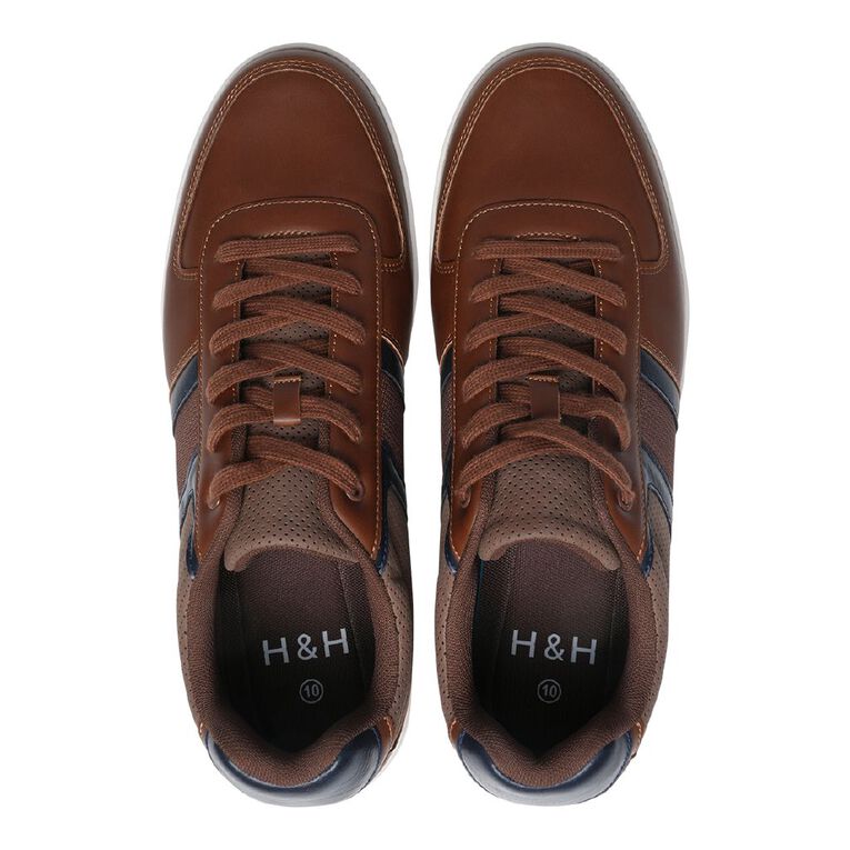 H&H Men's PU Panel Sneakers, Tan, hi-res