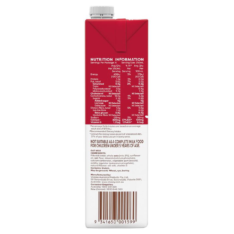 Vitasoy Oat Milky UHT 1L, , hi-res
