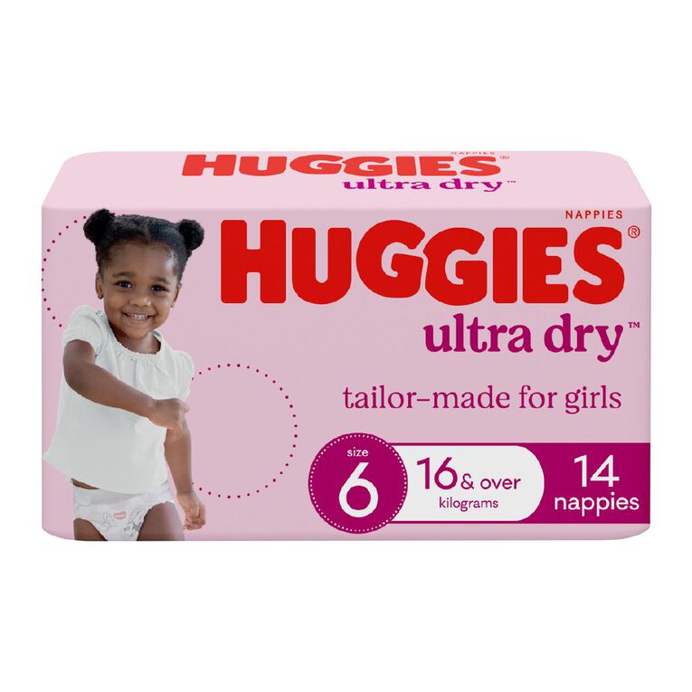 Huggies Girls' Convenience Nappy Junior Size 6 16+kg 14 Pack, , hi-res