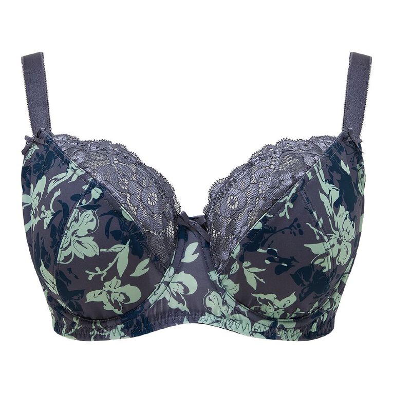 H&H Women's Ivy Solid Lace Full Cup Bra, Grey Dark, hi-res