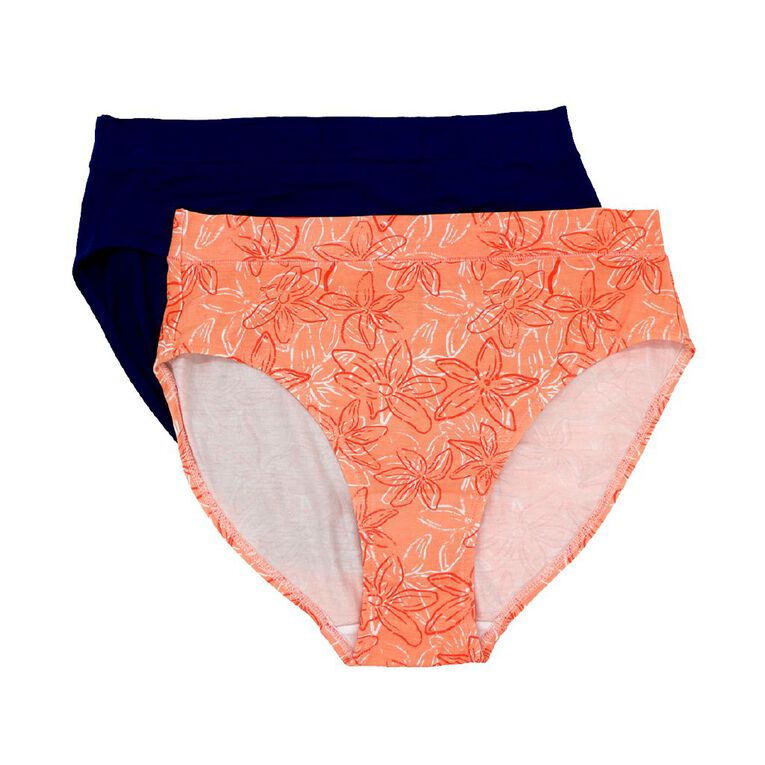 Underworks Women's Bamboo HiCut Briefs 2 Pack Navy The Warehouse