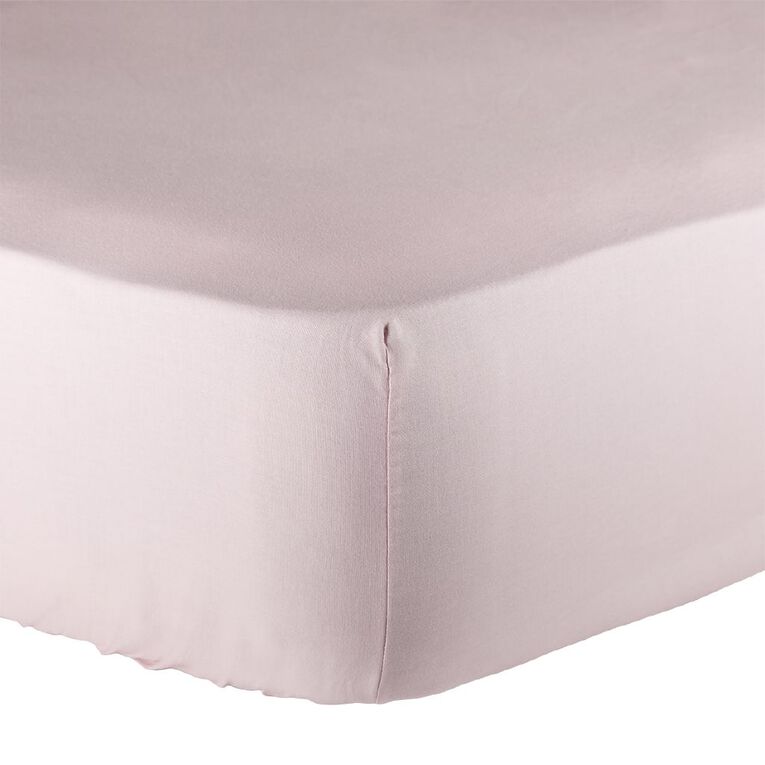 Living & Co 100% Washed Cotton Fitted Sheet Lilac Single, Lilac, hi-res