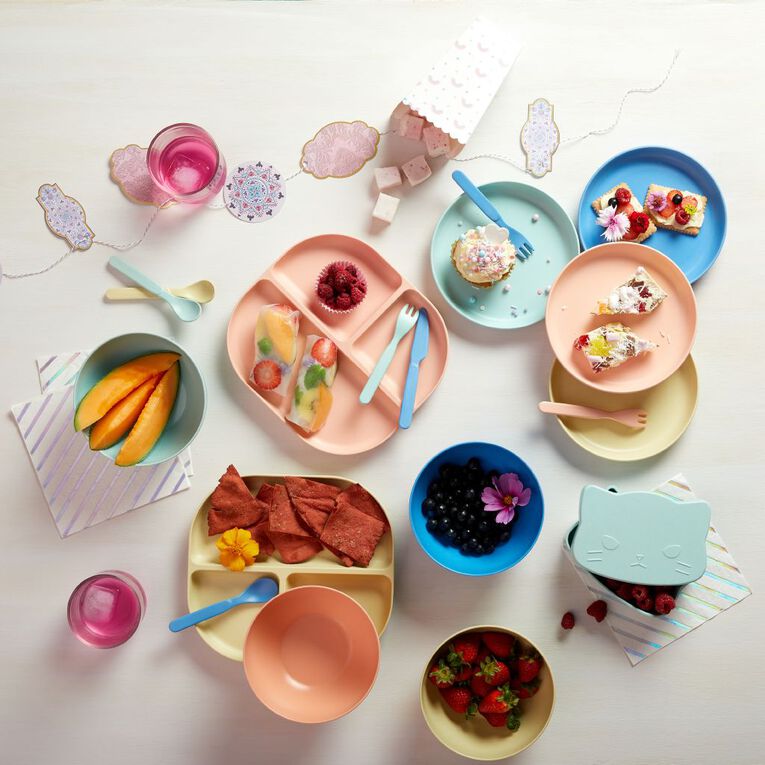 Living & Co Kids Bamboo Mix Bento Plate Multi-Coloured 4 Pack, , hi-res