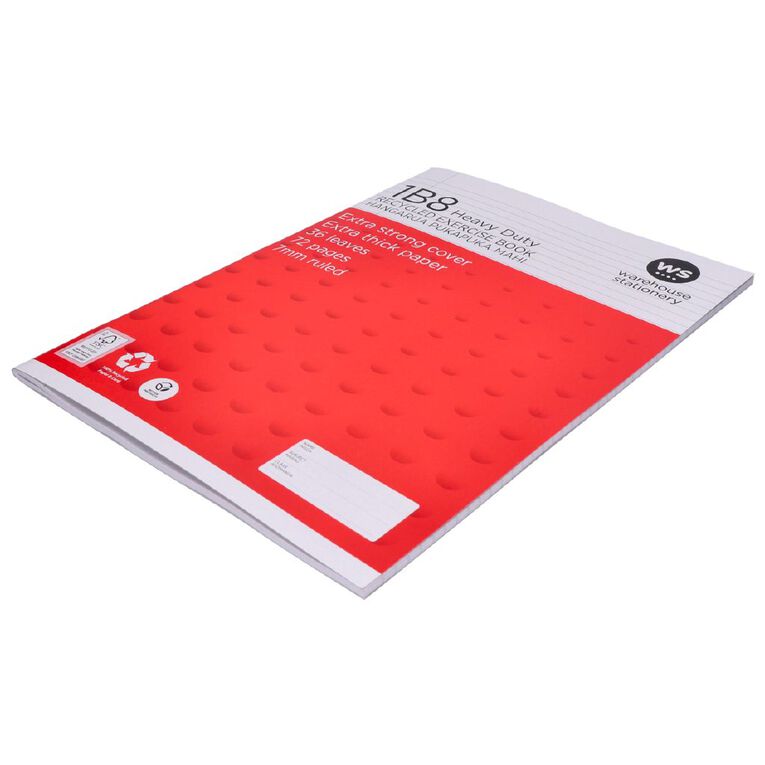 WS Exercise Book 1B8 7mm Ruled 36 Leaf Heavy Duty, , hi-res