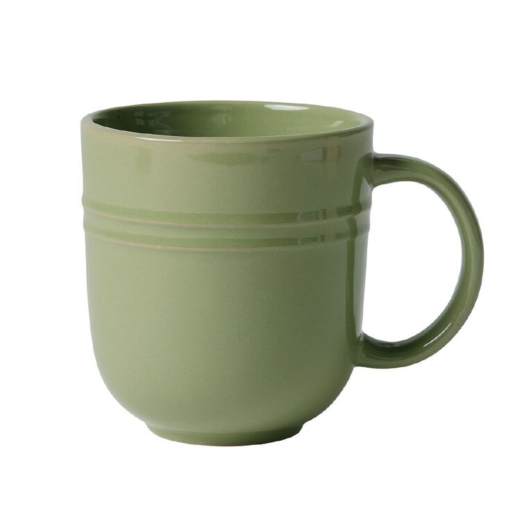 Living & Co Cafe Rim Embossed Mug Sage 18cm, , hi-res