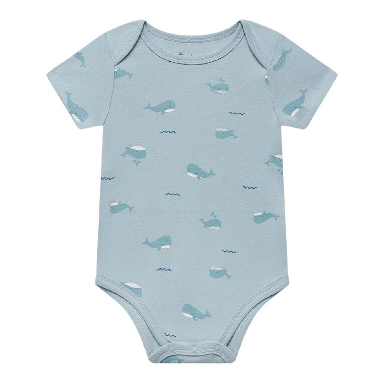 Young Original Babies' Short Sleeve Printed Bodysuit 3 Pack, Blue Light, hi-res