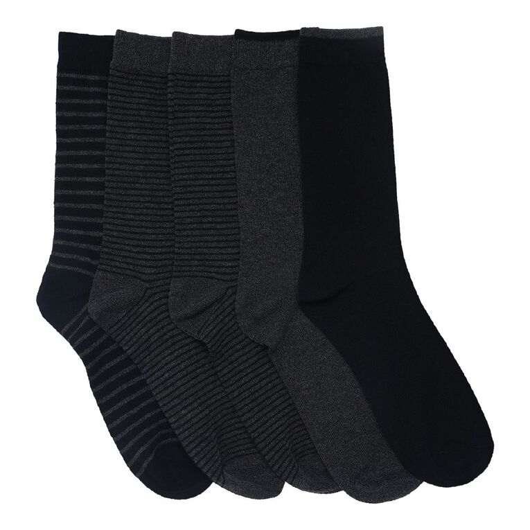 H&H Men's Crew Business Sock 5 Pack, Black/Grey CORE, hi-res