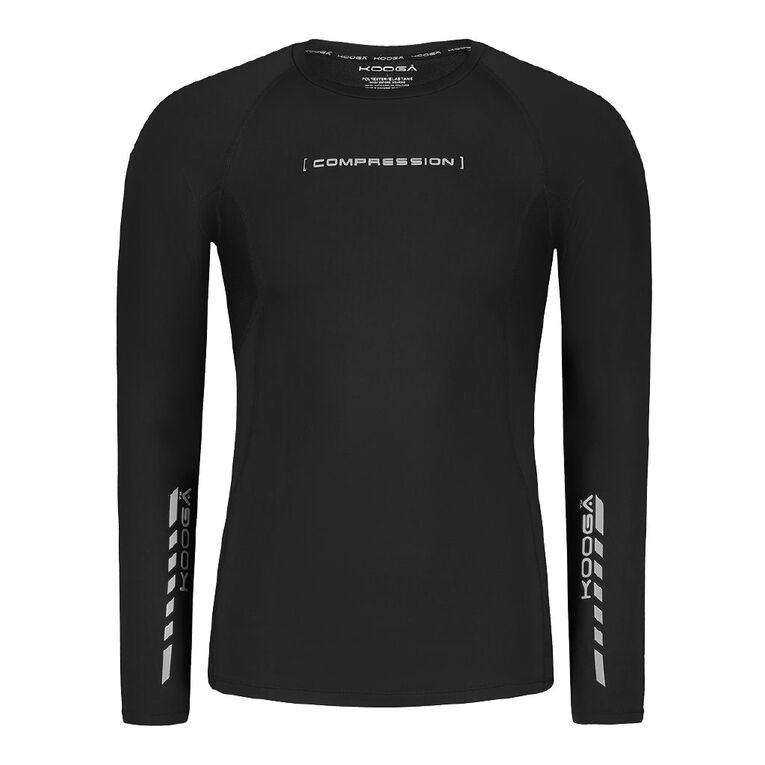 KooGa Men's Long Sleeve Compression Tee Black The Warehouse
