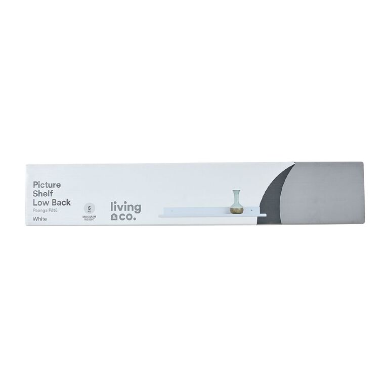 Living & Co Low Back Picture Shelf White, , hi-res