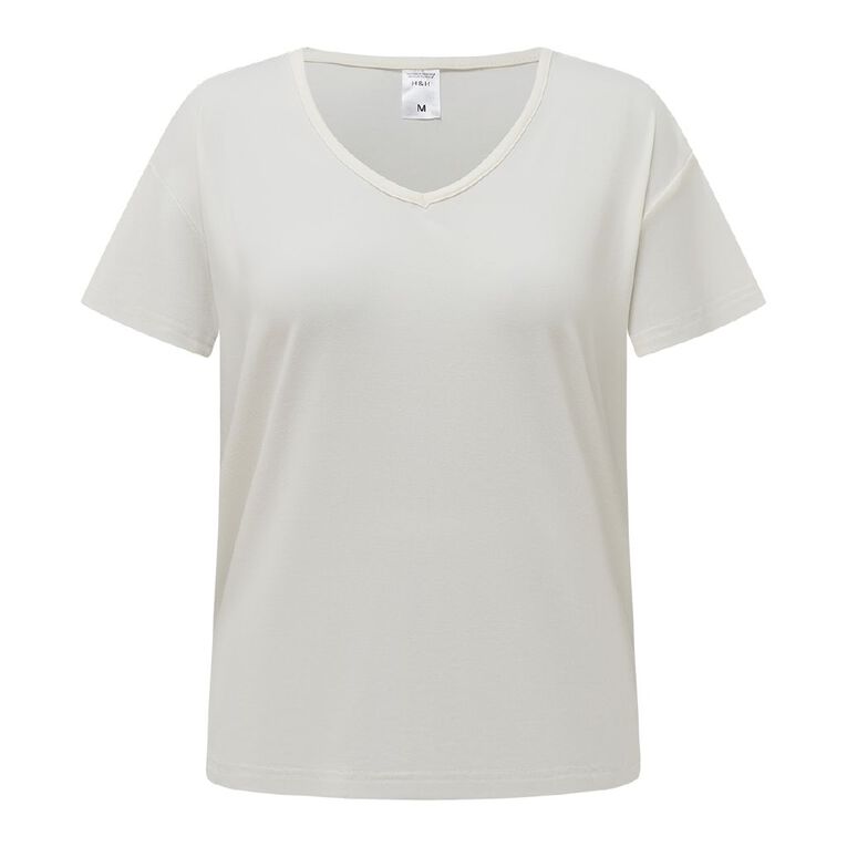 H&H Women's Comfy Pyjama T-Shirt, Cream, hi-res
