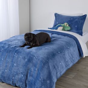 Living & Co Kids Duvet Cover Set Plush Embossed Blue Single