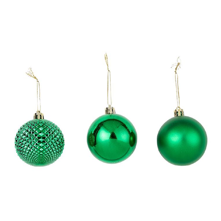 Wonderland Christmas Baubles 6cm Green 10 Pack, , hi-res