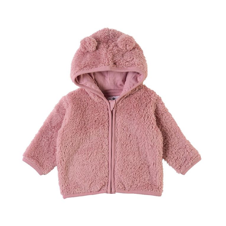Young Original Babies' Fleece Hooded Sweatshirt, Pink Mid, hi-res
