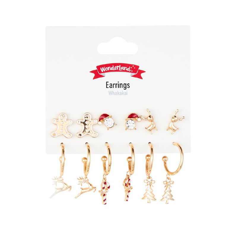 Wonderland Stud/Hoop Earrings Gold 6 Pack, , hi-res