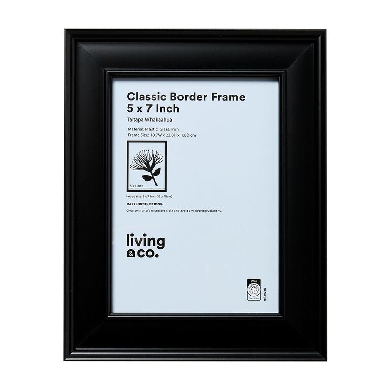 Living & Co Classic Border Frame Black 5in x 7in, , hi-res
