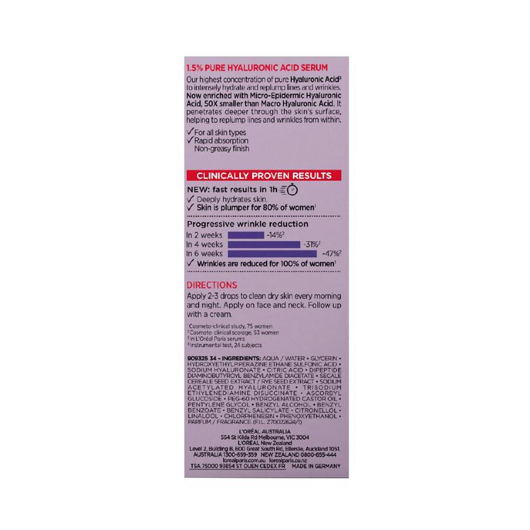 L'Oreal Paris Revitalift Filler 1.5% Hyaluronic Acid Serum, , hi-res