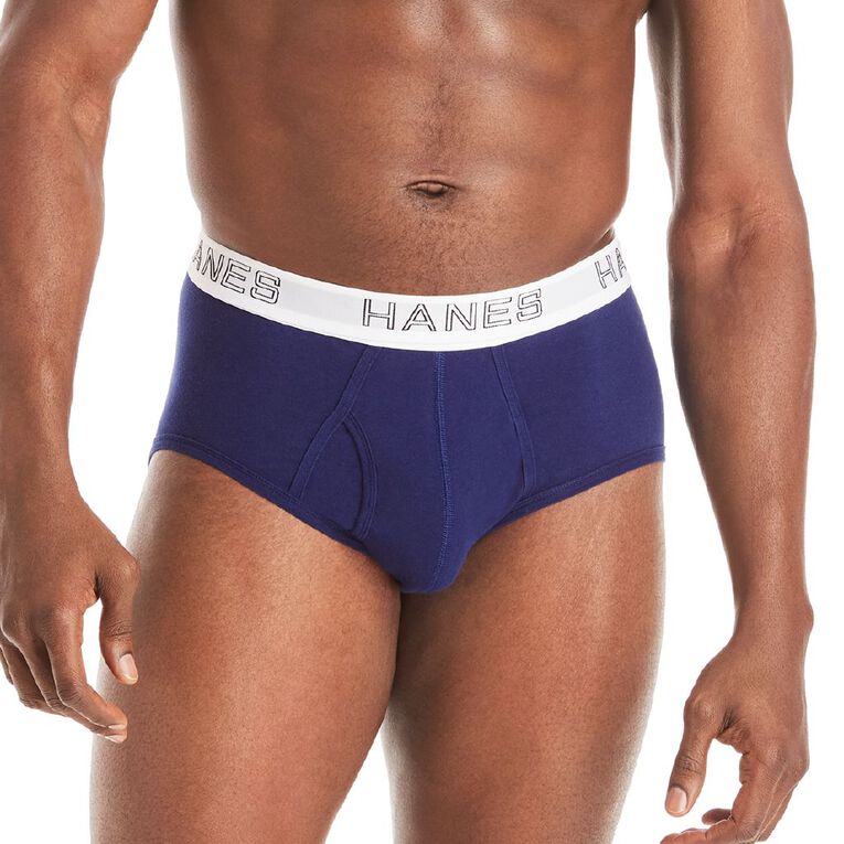 Hanes Men's Cotton Stretch Briefs 4 Pack, Black/Blue, hi-res