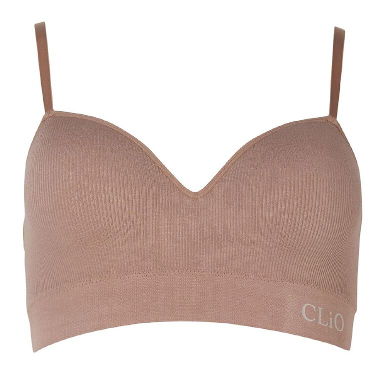 Clio Women's Bamboo Rib Bralette, Mocha Clio Women's Bamboo Rib Bralette, Mocha, hi-res