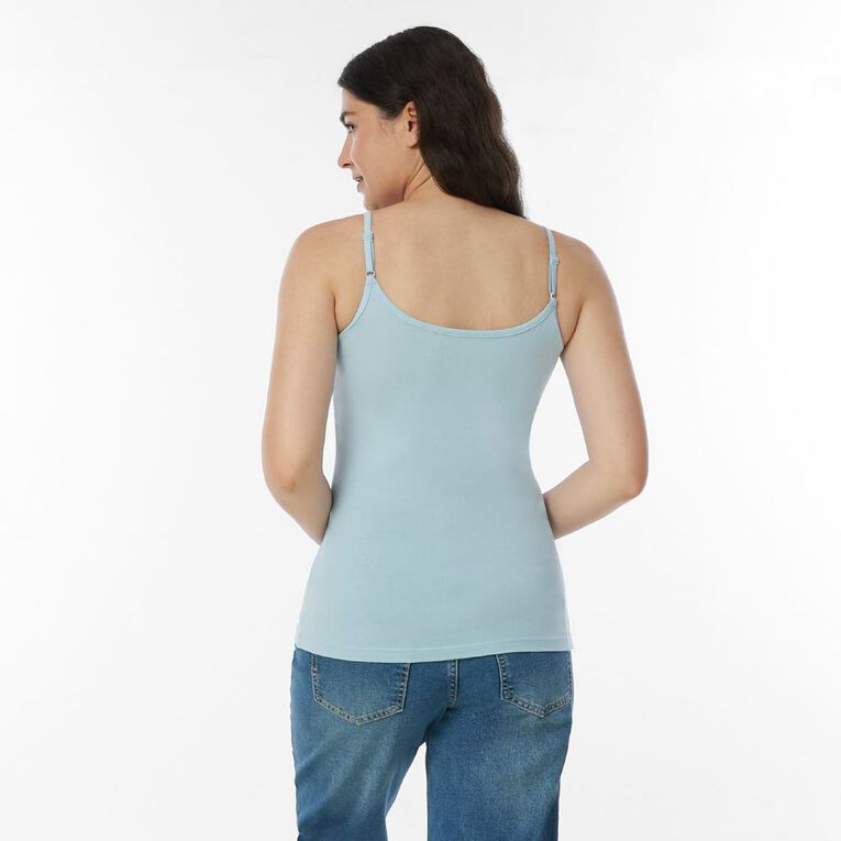 H&H Women's Stretch Cotton Shelf Cami, Blue Light, hi-res