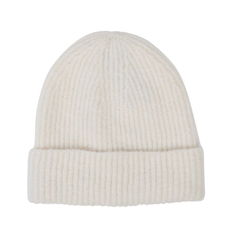 H&H Women's Supersoft Rib Beanie, Cream, hi-res