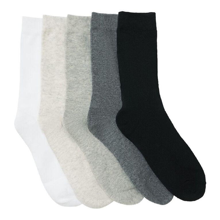 H&H Women's Crew Mixed Socks 5 Pack, Black, hi-res